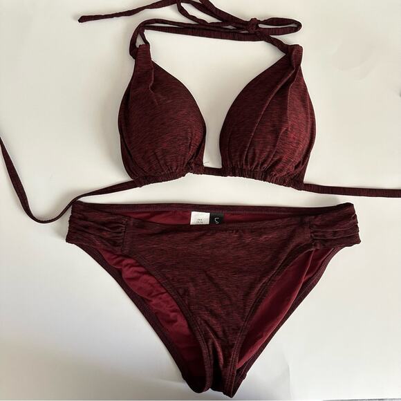 LA BLANCA Bikini Swimsuit Top Red Black Heather color women’s size 6 strappy - Picture 5 of 5